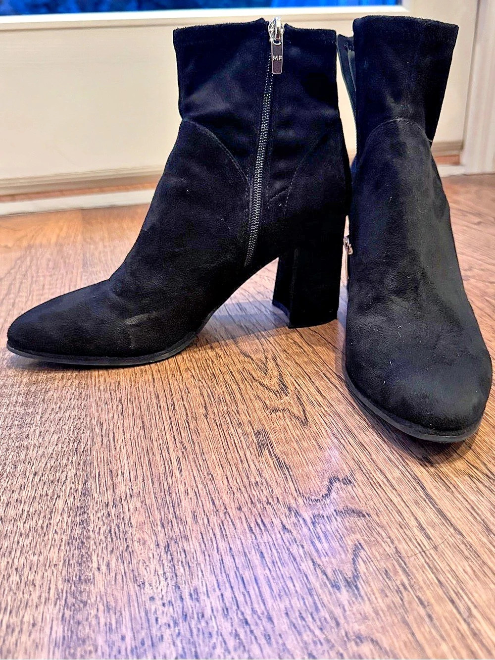 Marc Fisher Glorena Block Heel Bootie Black Heeled Ankle Boots